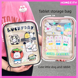 [พร้อมส่ง] Original Cartoon Pvc Waterproof Transparent Tablet Bag Storage Bag Sweet And Cute 11 Inch Tablet Pc Clutch Bag