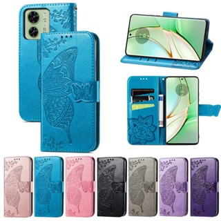 เคสโทรศัพท์มือถือหนัง แบบฝาพับ ลายนูน รูปผีเสื้อ ดอกไม้ สไตล์เรโทร สําหรับ Moto edge 40 Pro x30 30 fusion 30neo 30lite