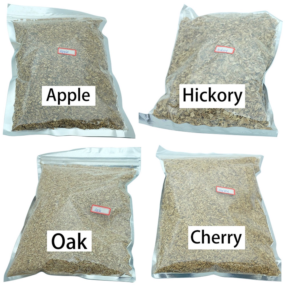 125 กรัม/ถุงชิปไม้ Apple Cherry Oak Hickory BBQ ขี้เลื่อย Smoker Fumigation กล่องเบคอนไม้ชิ้นรมควันย่างบาร์บีคิวเครื่องมืออุปกรณ์เสริม