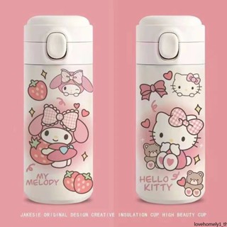 กระติกน้ําร้อน สเตนเลส 304 แบบพกพา ลายดอกทิวลิป Sanrio Cinnamoroll Kuromi Mylody