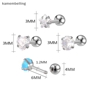 Kamembelling ต่างหูสตั๊ด สเตนเลส ประดับเพทายคริสตัล เรียบง่าย เครื่องประดับแฟชั่น สําหรับผู้หญิง 1 คู่