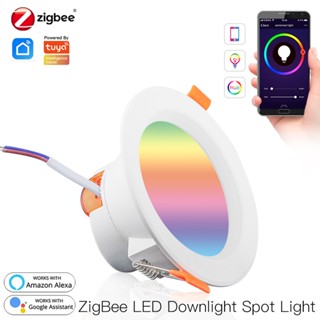 Zigbee Tuya โคมไฟเพดานอัจฉริยะ LED RGB ตั้งเวลาได้ ควบคุมด้วยแอพเสียง พร้อมรีโมตคอนโทรล