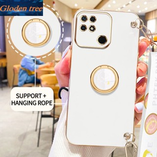 เคสโทรศัพท์มือถือ ลายต้นไม้ Gloden พร้อมขาตั้ง และสายคล้อง สําหรับ Xiaomi POCO C40 POCO C3 C31 Redmi 10C 9C 10A Redmi 10 Power