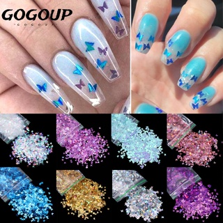 GOGOUP เลื่อมโฮโลแกรม 3D คละสี สําหรับตกแต่งเล็บ