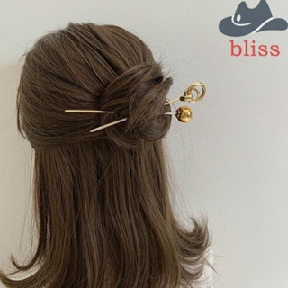 BLISS กิ๊บติดผมโลหะ ทรงกลม สีทอง สไตล์ฮั่นฝู