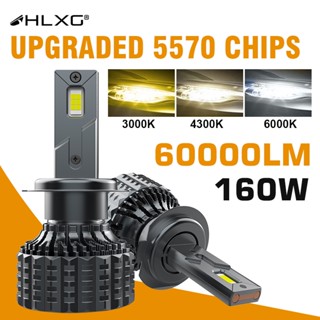 【2 ชิ้น】สว่างมาก หลอดไฟหน้าเทอร์โบ Led HLXG H4 H11 H7 Canbus 60000LM H4 H1 9005 HB3 9006 HB4 9012 160W H8 6000K 4300K 3000K STG PTF 12V 2 ชิ้น