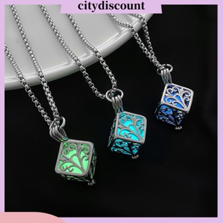 &lt;citydiscount&gt; สร้อยคอไทเทเนียม จี้เรขาคณิตเรืองแสงในที่มืด ทรงสี่เหลี่ยม พร้อมสายโซ่ สไตล์มินิมอล สําหรับผู้หญิง