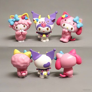 Hobby โมเดลตุ๊กตาฟิกเกอร์ Sanrio Sheep Hello Kitty Cat Melody Cow Melody ของเล่นสําหรับเด็ก เก็บสะสม 3 ชิ้น