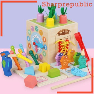 [Sharprepublic] ชุดกล่องไม้ปริศนา อัจฉริยะ สําหรับเด็กก่อนวัยเรียน อายุ 1 2 ปี