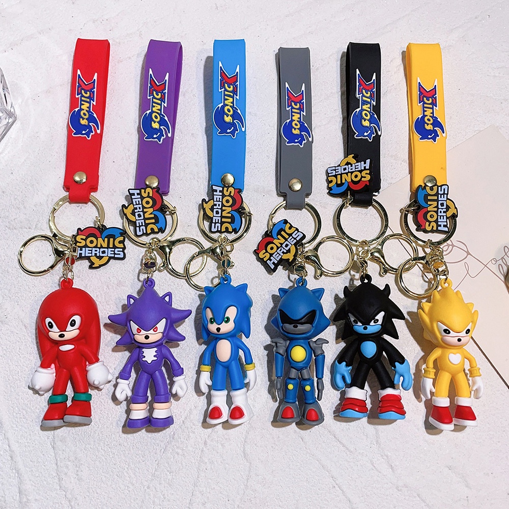 การ์ตูนอะนิเมะ Sonic Action Figures พวงกุญแจ Key Chain พวงกุญแจ Kawaii ซิลิโคนกระเป๋าถือจี้รถของเล่น