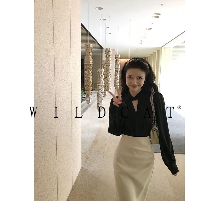 เสื้อเชิ้ตแขนยาว ผ้าซาติน สไตล์ฝรั่งเศส สําหรับผู้หญิง - รูปที่ 4