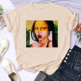 เสื้อยืด พิมพ์ลายกราฟฟิคอนิเมะ Mona Lisa สําหรับผู้หญิง