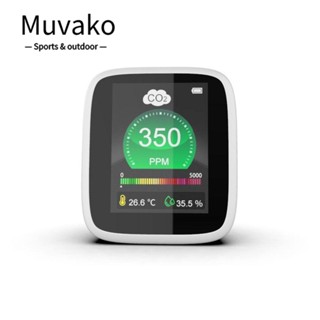 Muvako เครื่องตรวจจับคุณภาพอากาศในร่ม หน้าจอ LED HD CO2 คาร์บอนไดออกไซด์ ขนาดเล็ก แบบพกพา สีขาว สําหรับบ้าน สํานักงาน โรงเรียน