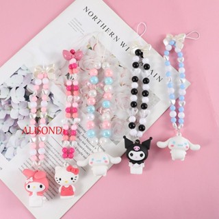 ALISOND1 สายคล้องโทรศัพท์มือถือ ป้องกันการสูญหาย ลาย Kuromi Melody Cinnamoroll สไตล์โรแมนติก