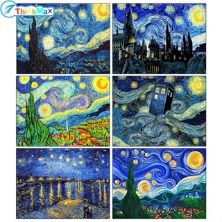 ชุดภาพวาดปักเพชร ปักครอสสติตช์ ลาย Van Gogh Starry Sky 5d แฮนด์เมด Diy สําหรับตกแต่งบ้าน