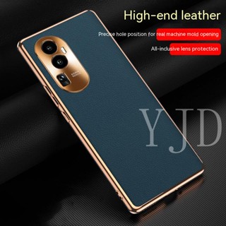 Yjd เคสโทรศัพท์หนัง ชุบไฟฟ้า บางพิเศษ กันกระแทก สําหรับ OPPO Reno10 Pro+