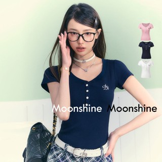 Moon  เสื้อครอป เสื้อแฟชั่นผู้หญิง y2k สีพื้น สําหรับผู้หญิง ใส่ไปคลับ ปาร์ตี้ 2023 NEW Jl1008 ทันสมัย ins Beautiful รุ่นใหม่ A29J1L6 36Z230909