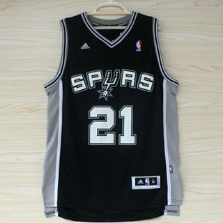 เสื้อกีฬาบาสเก็ตบอล NBA Jersey San Antonio Spurs No. 21 Duncan ผ้ากีฬา สีดํา 268657