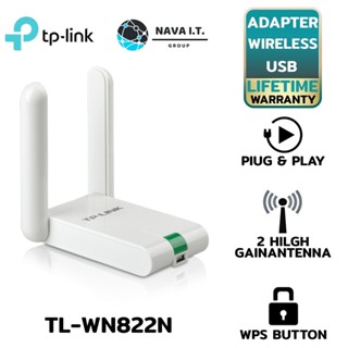 COINSคืน15%⚡FB9JMZV6⚡ TP-LINK TL-WN822N (ยูเอสบีไวไฟ) WIRELESS ADAPTER USB N300 LIFETIME WARRANTY