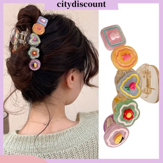 &lt;citydiscount&gt;  กิ๊บติดผมพลาสติก รูปการ์ตูนฉลาม และดอกไม้ สีแคนดี้ สําหรับผู้หญิง