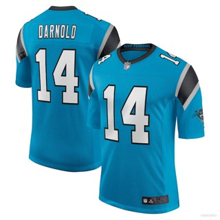 เสื้อกีฬาแขนสั้น ลายทีมชาติฟุตบอล NFL Carolina Panthers Sam Darnold สีฟ้า