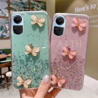 ใหม่ เคสโทรศัพท์มือถือแบบนิ่ม ใส ลายผีเสื้อน่ารัก ระยิบระยับ สไตล์ใหม่ สําหรับ OPPO Reno 10 Pro Reno10 Pro+ 5G 2023 Reno10Pro Plus