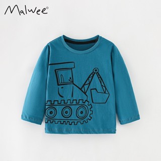 พร้อมส่ง malwee เสื้อยืดลําลอง แขนยาว คอกลม พิมพ์ลาย สไตล์ยุโรป อเมริกัน สําหรับเด็กผู้ชาย 1