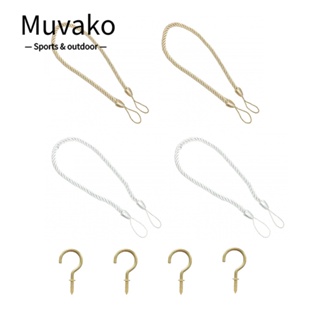 Muvako สายรัดผ้าม่านโพลีเอสเตอร์ สีขาว สีเบจ สีเงิน สีทอง สําหรับตกแต่งผ้าม่าน 4 แพ็ค