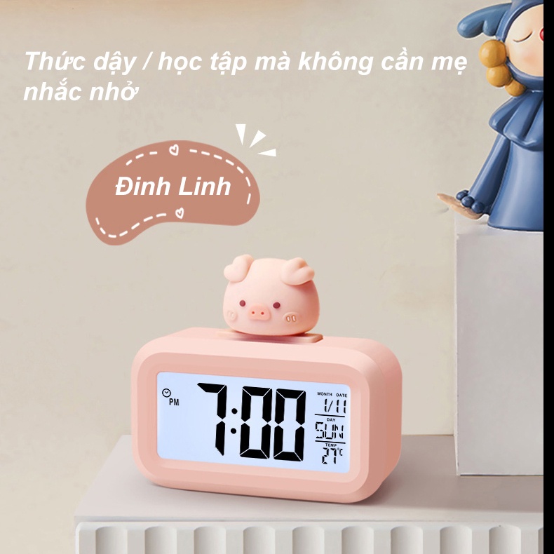 นาฬิกาปลุก อเนกประสงค์ ขนาดเล็ก พร้อมไฟ LED สําหรับนักเรียน ห้องนอน