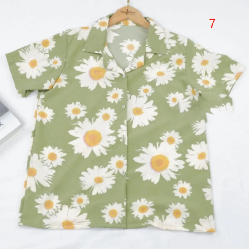 เสื้อแฟชั่นผู้หญิง คอปกแขนสั้น ลายดอกไม้ สไตล์เกาหลี thumbnail 4