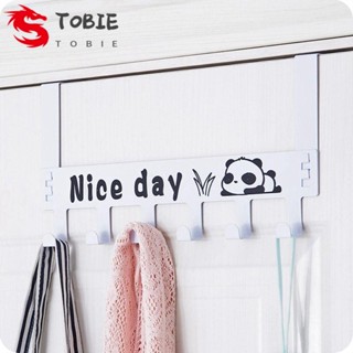 Tobie Nice Day ตะขอแขวนเสื้อผ้า ผ้าขนหนู 6 ตะขอ แบบโลหะ ไม่ทิ้งรอย สร้างสรรค์ สีดํา และสีขาว สําหรับแขวนกระเป๋า