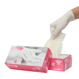 SRI TRANG GLOVES ถุงมือยางแบบมีแป้ง รุ่น Glove01-L ชมพู ไซซ์ L (100ชิ้น)