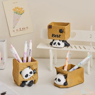 Creative Panda ที่ใส่ปากกาความจุขนาดใหญ่กล่องเก็บแต่งหน้าเด็กชายหญิงน่ารักนักเรียนสำนักงานเดสก์ท็อปตกแต่งของขวัญ M