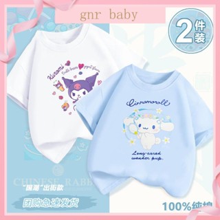 🍓GNR BABY🍊เสื้อยืดแขนสั้น ผ้าฝ้าย ทรงหลวม ลาย Melody น่ารัก สําหรับเด็กผู้หญิง อายุ 3-12 ปี