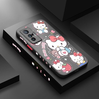 สําหรับ VIVO X70 Pro เคสการ์ตูน Hello Kitty ด้านบาง ขอบสี่เหลี่ยม ดีไซน์ใหม่ กันกระแทก เคสโทรศัพท์แข็ง แบบใส