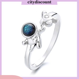 &lt;citydiscount&gt; แหวนคู่รัก ลายนักบินอวกาศ ปรับได้ เข้ากับทุกการแต่งกาย ของขวัญวาเลนไทน์ เครื่องประดับแฟชั่น สําหรับคนรักนักบินอวกาศ