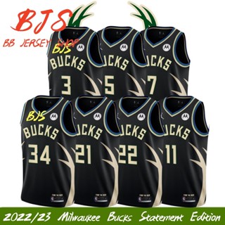 【BJS �� เสื้อกีฬาแขนสั้น ลายทีม Milwaukee Bucks Declaration Jersey Edition เบอร์ 2022 23 ลูกบาสเก็ตบอล 34Antetokounmpo