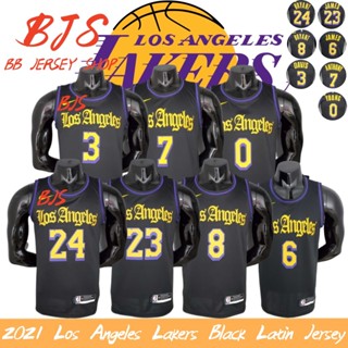 【BJS �� เลขที่ 2021 เสื้อกีฬาบาสเก็ตบอล 6JAMES Los Angeles Lakers สีดํา