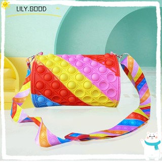 Lily Pop Fidget ของเล่นสําหรับเด็ก/ผู้ใหญ่ ​กระเป๋าถือ ซิลิโคน บับเบิลกด บรรเทาความเครียด