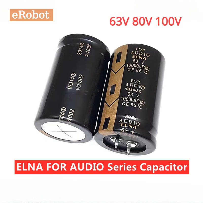ของแท้ 100% ตัวเก็บประจุไฟฟ้า 100% ELNA FOR AUDIO Series 10000uf 63V 80V 100V 10000uf Hi-Fi 2 ชิ้น
