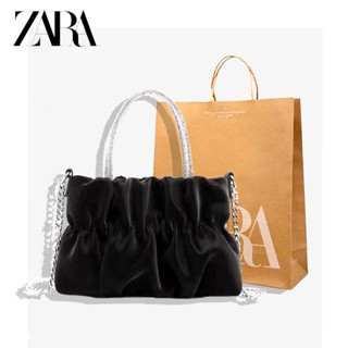 Zara กระเป๋าถือ กระเป๋าสะพายไหล่ สะพายข้าง แต่งจับจีบ แต่งสายโซ่ เหมาะกับฤดูร้อน สําหรับสตรี