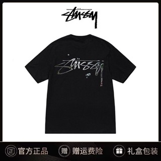 Stussy Stussy เสื้อยืดแขนสั้น พิมพ์ลายโลโก้ Mercury SS23 สไตล์สตรีทอเมริกัน สําหรับผู้ชาย