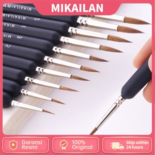 Mikailan แปรงพู่กัน ด้ามจับกลม สีดํา หลายขนาด สําหรับวาดภาพระบายสี