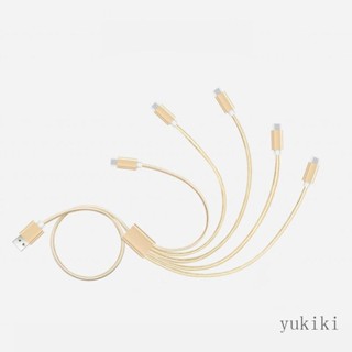 Kiki 5-in-1 สายชาร์จพาวเวอร์ซัพพลาย USB เป็น Micro USB 5 ชิ้น สีดํา