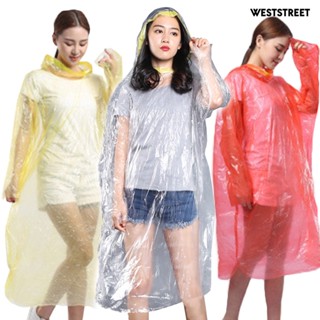 Weststreet เสื้อปอนโช มีฮู้ด กันน้ํา แบบใช้แล้วทิ้ง สําหรับเดินป่า ขี่จักรยาน กลางแจ้ง 5 ชิ้น