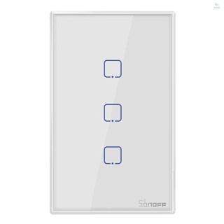 Sonoff T2US3C-TX สวิตช์ไฟติดผนังอัจฉริยะ WiFi 3 Gang 433MHz RF ควบคุมผ่านแอป ควบคุมแบบสัมผัส แผงสวิตช์อัจฉริยะ US เข้าได้กับ Google Home Nest &amp; Alexa