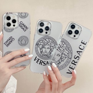 เคสโทรศัพท์มือถือ ป้องกันเต็มเครื่อง ลายตัวอักษร V สีเงิน สีดํา สําหรับ iPhone 14ProMax 13 12 11