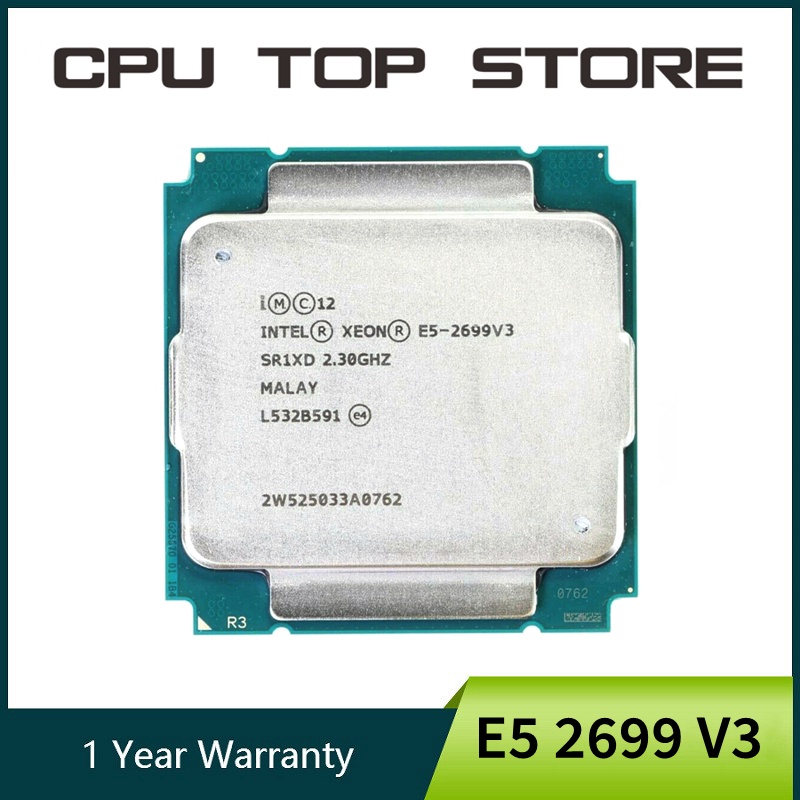 โปรเซสเซอร์ CPU Intel Xeon E5-2699 V3 E5 2699V3 2699 2.3GHz 18-Core 36-Thread 45MB 145W LGA 2011-3 AE8E