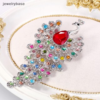 [jewelrybase] เข็มกลัด พลอยเทียม รูปนกยูง 3 สี สําหรับงานแต่งงาน