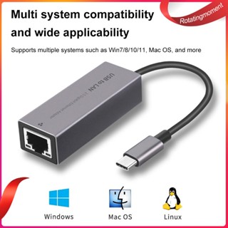 ❤ Rotatingmoment การ์ดเครือข่าย Type-C USB3.0 เป็น RJ45 2500Mbps USB RJ45 สําหรับ Macbook แล็ปท็อป แบบใช้สาย